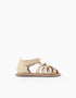 Sandales fermées en cuir avec brides croisées pour bébé fille, beige