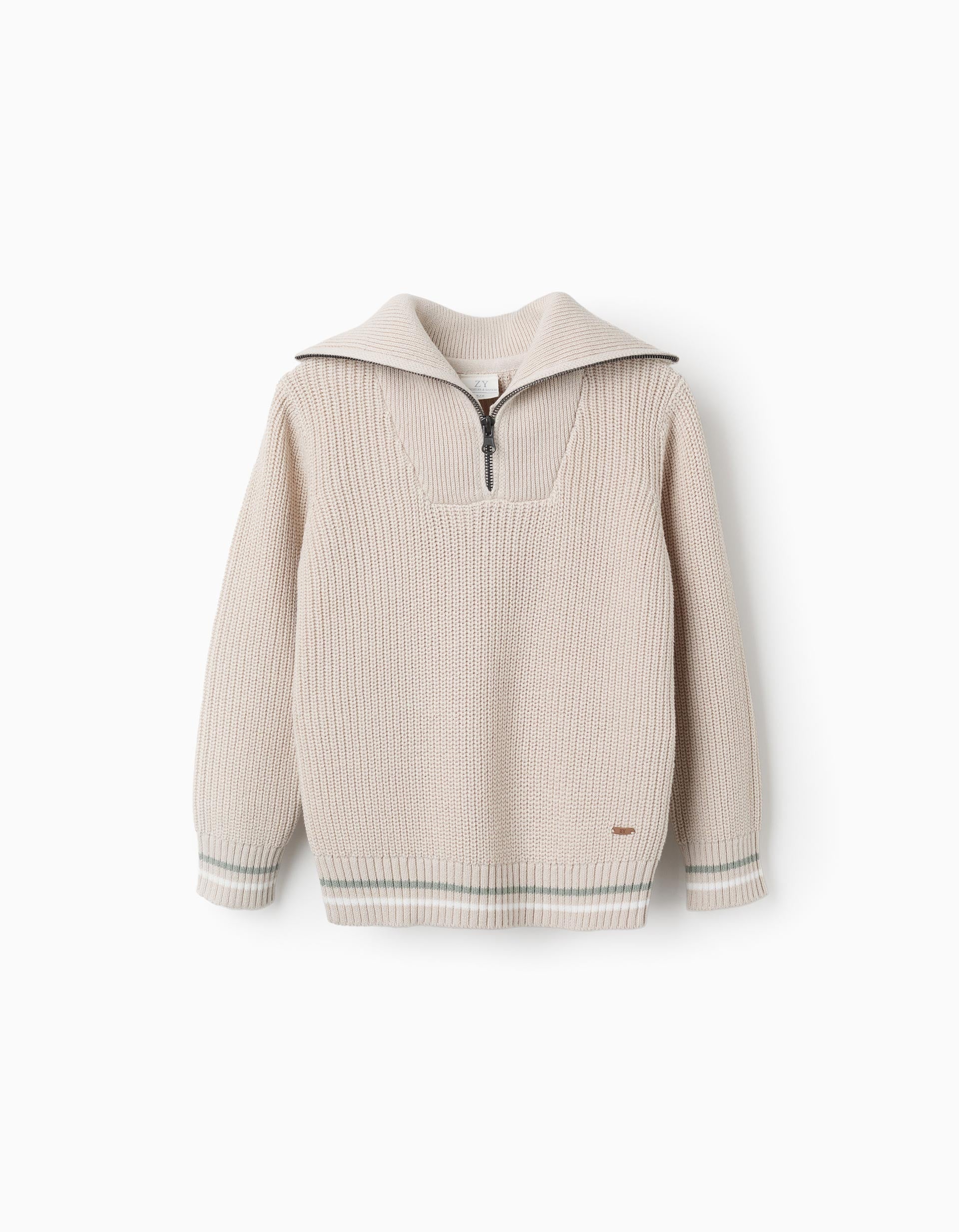 Knitted jumper + cotton shirt and baggy trousers set for boys