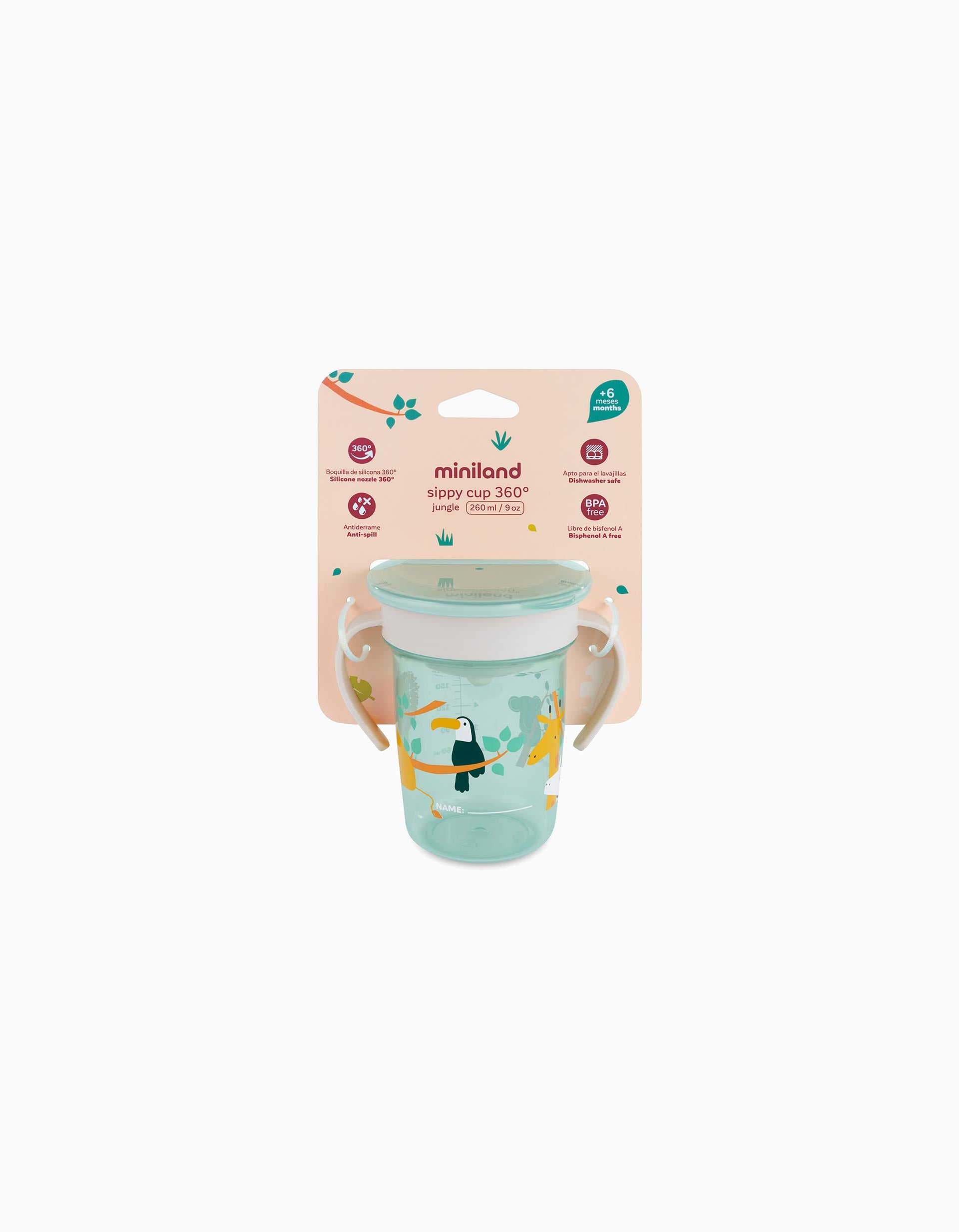 Jungle Sippy Cup 360º 270ml by Miniland, 6M+