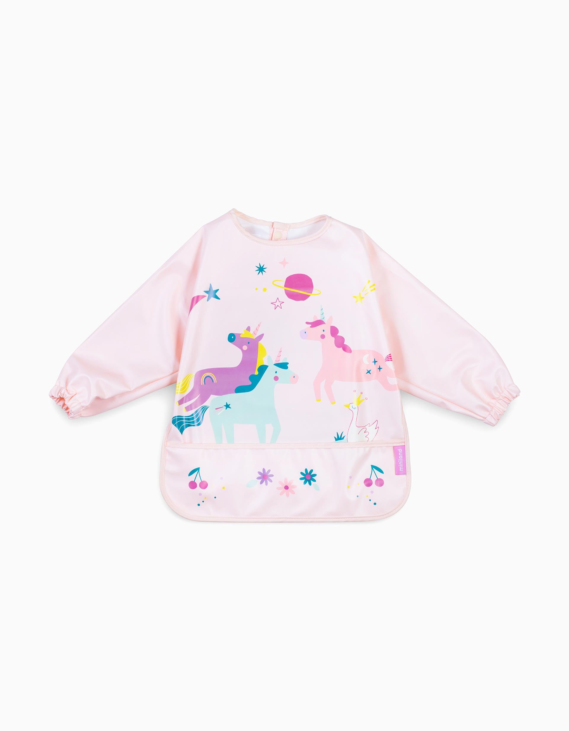 Fantasy Waterproof Soft Bib with Sleeves and Pocket by Miniland