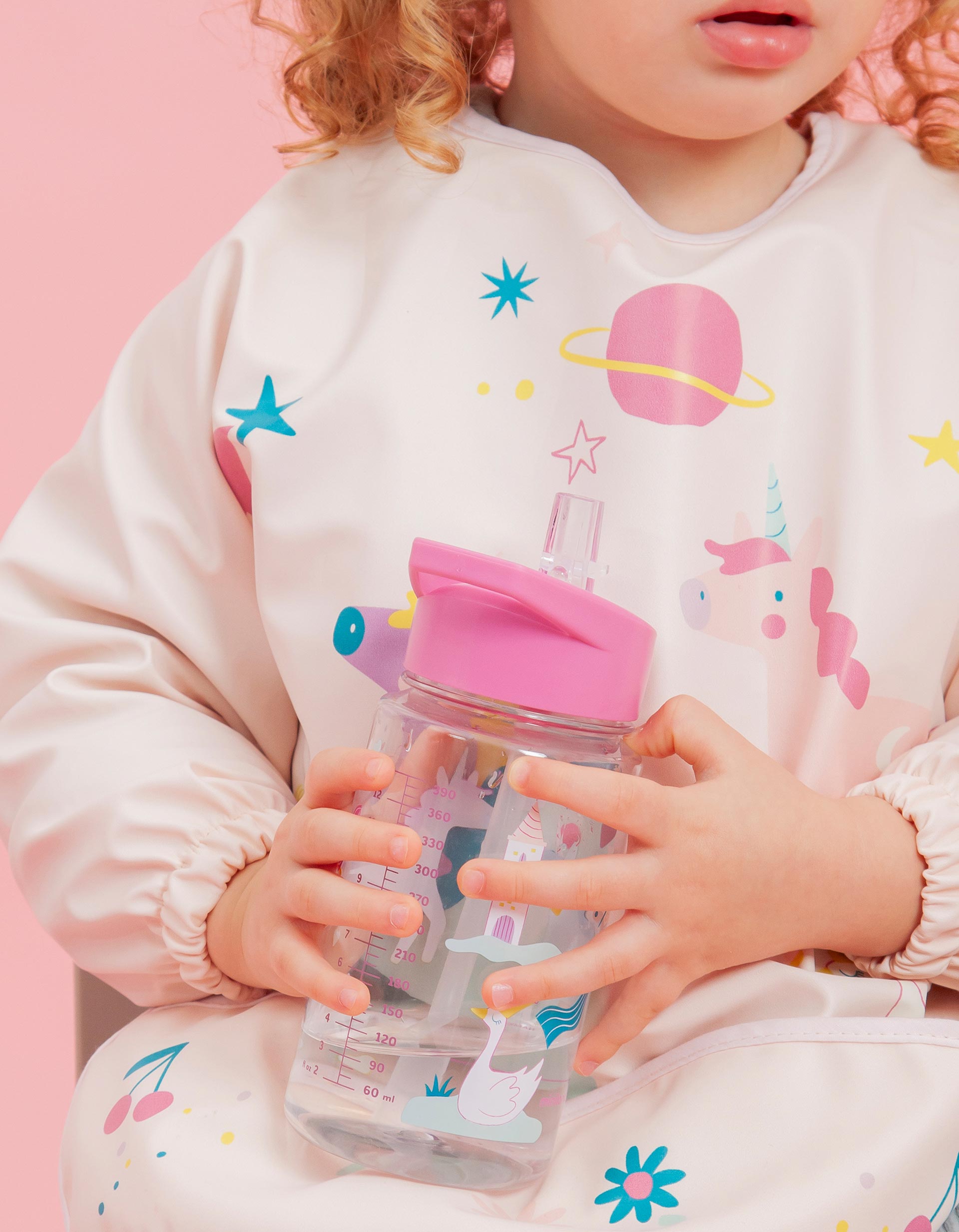 Fantasy Waterproof Soft Bib with Sleeves and Pocket by Miniland