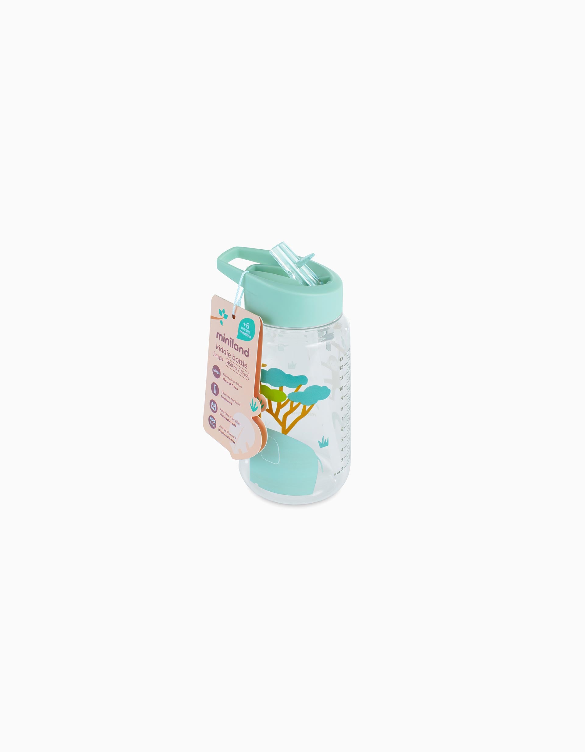 Tritan Jungle Kiddie Bottle 450ml by Miniland, 6M+
