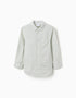 Long sleeve cotton shirt with Vichy pattern B&S for boys, white/green