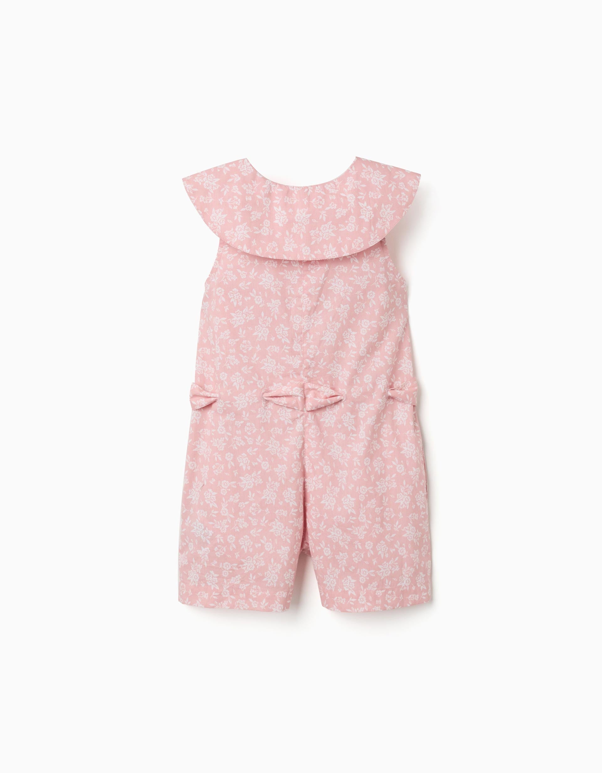Combinaison en popeline à motif floral et ceinture pour fille, rose