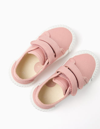Canvas trainers with non-slip sole for baby girls, light pink