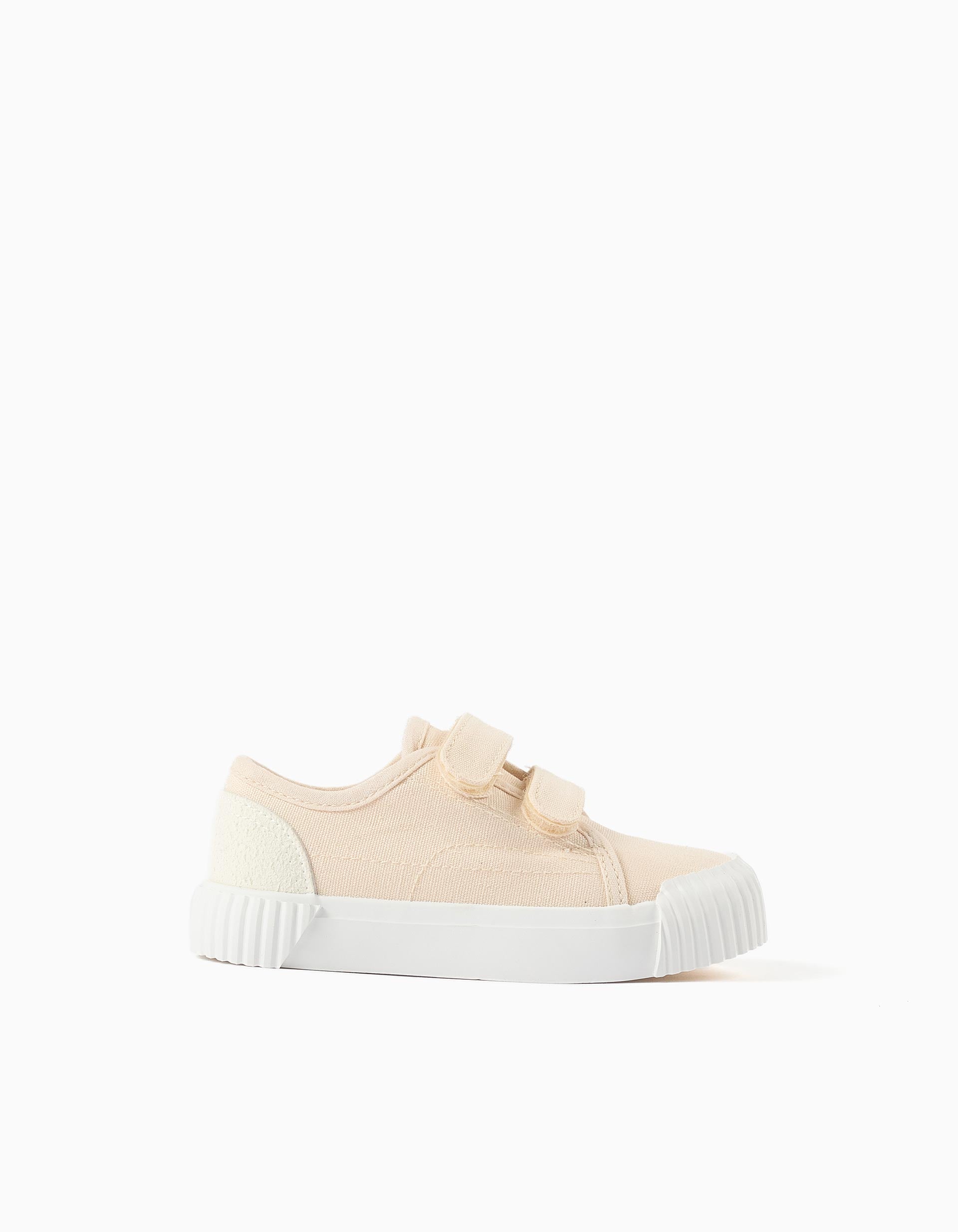 Zapatillas deportivas de lona para bebés, beige claro