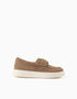 Chaussures bateau en daim à fermeture à scratch B&S pour garçon, marron