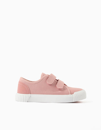 Canvas trainers with non-slip sole for girls, light pink