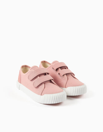 Canvas trainers with non-slip sole for girls, light pink