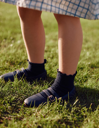 Ballerines à brides avec boucle décorative pour fille, bleu foncé