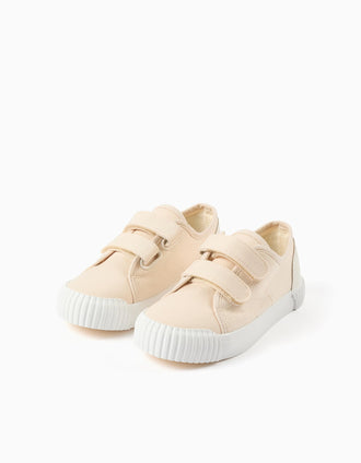 Baskets en toile et antidérapantes pour enfant, beige clair