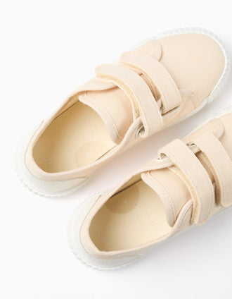 Baskets en toile et antidérapantes pour enfant, beige clair