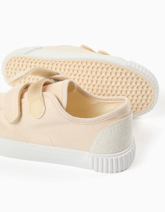 Baskets en toile et antidérapantes pour enfant, beige clair