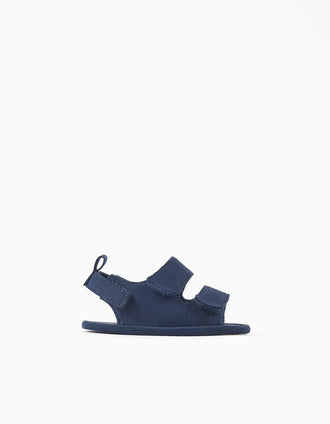 Sandalias con tiras autoadherentes para recién nacidos, azul oscuro