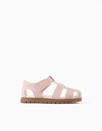 My First Steps sandals for newborn and baby girls, light pink