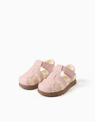 My First Steps sandals for newborn and baby girls, light pink