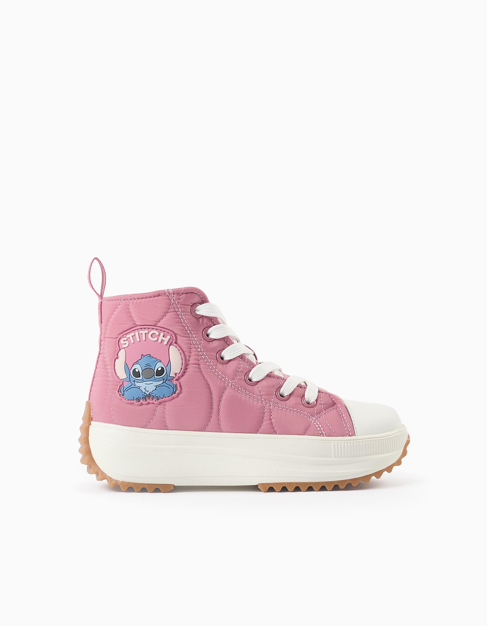 Padded high-top trainers with Stitch print for girls, pink