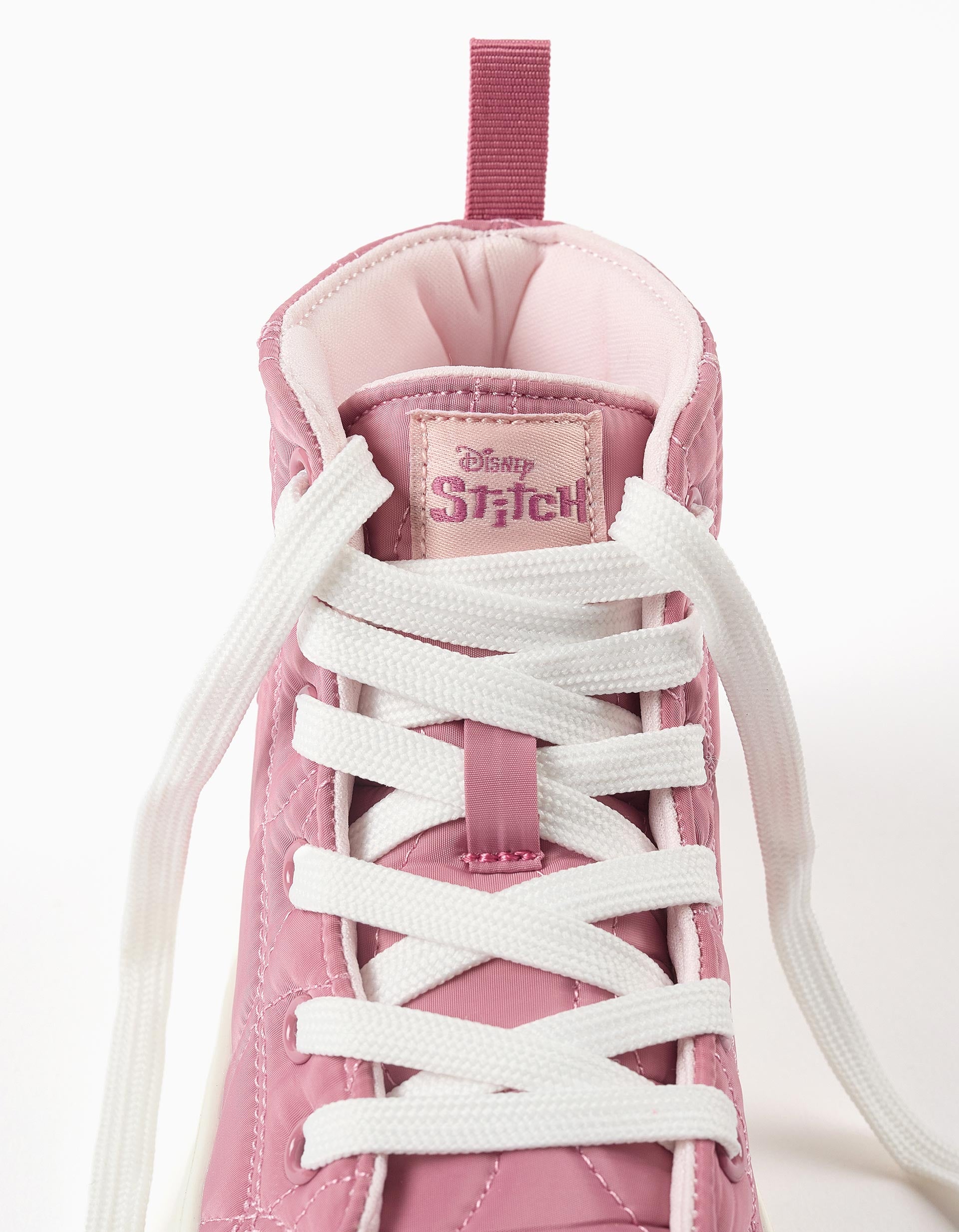 Padded high-top trainers with Stitch print for girls, pink
