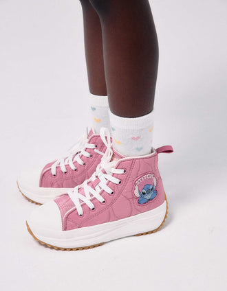 Zapatillas deportivas altas acolchadas con estampado Stitch para niña, rosa