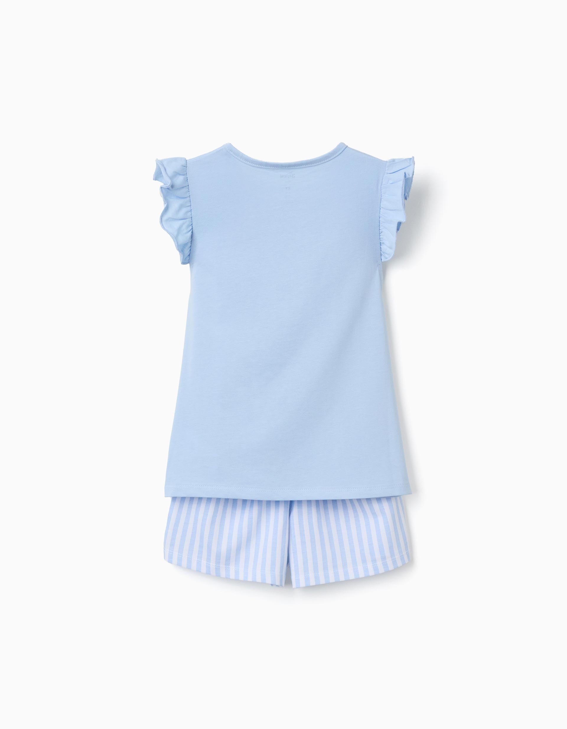 Pyjama court en coton avec imprimé Stitch pour fille, bleu/blanc