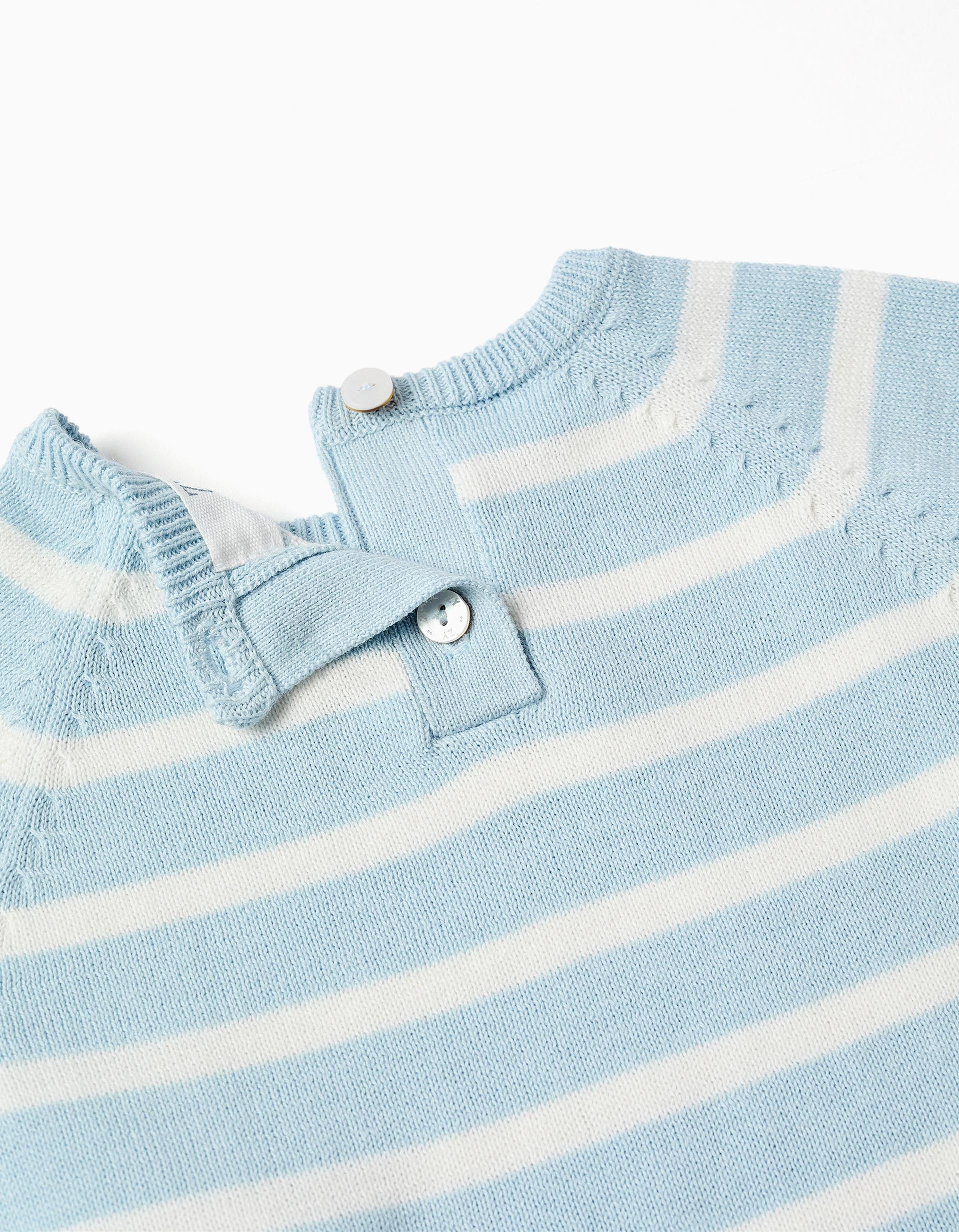 Camisola e calções de malha às riscas para recém-nascidos, azul/branco