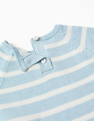 Camisola e calções de malha às riscas para recém-nascidos, azul/branco