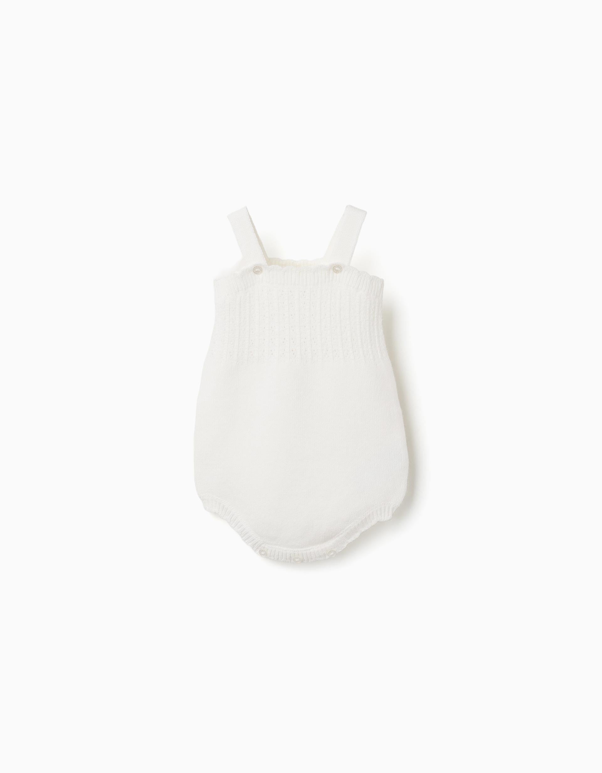Fofo de malha com detalhe ajurado para recém-nascida, branco