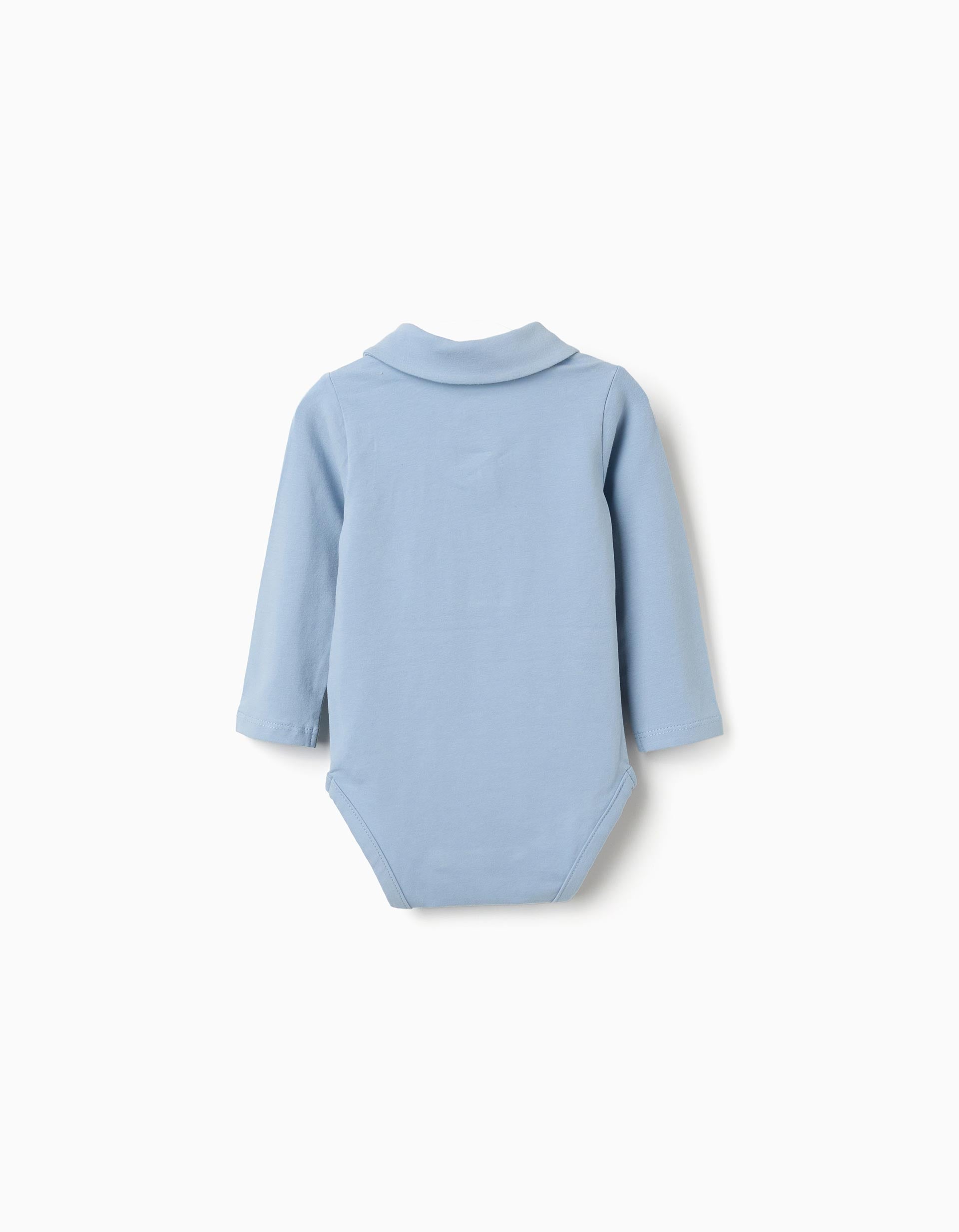 Body en coton avec imprimé sur la poitrine pour nouveau-né, bleu clair