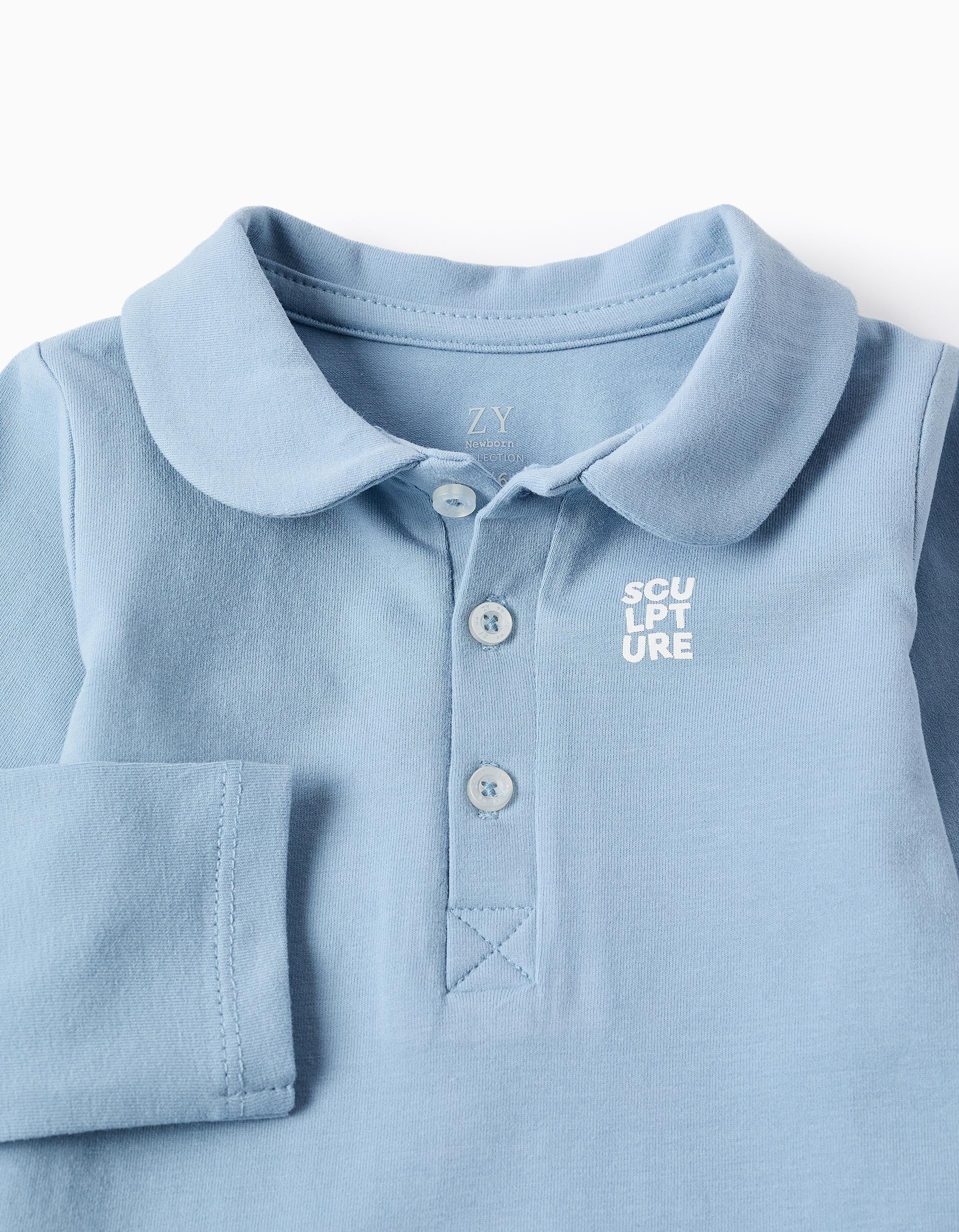 Body en coton avec imprimé sur la poitrine pour nouveau-né, bleu clair