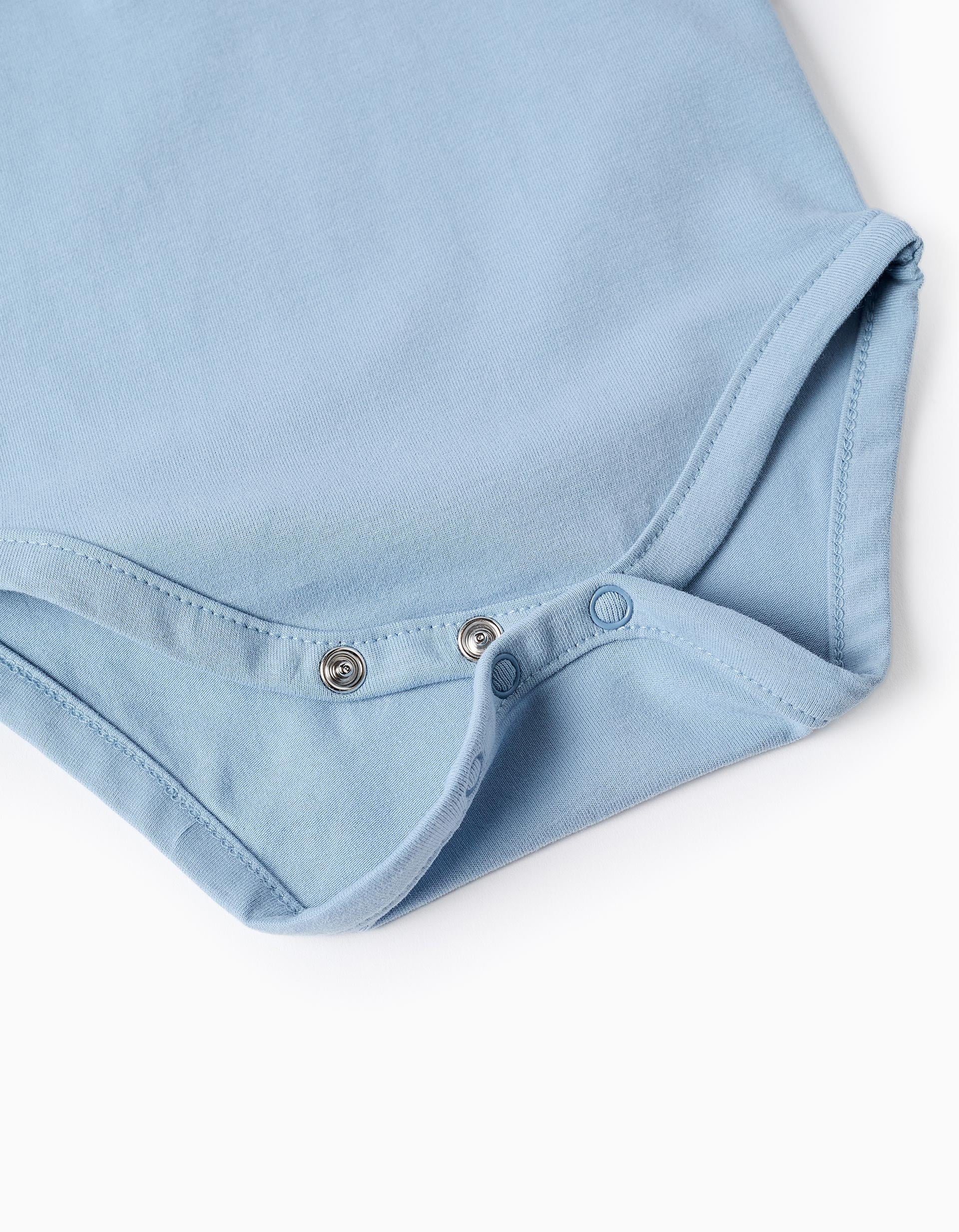 Body en coton avec imprimé sur la poitrine pour nouveau-né, bleu clair