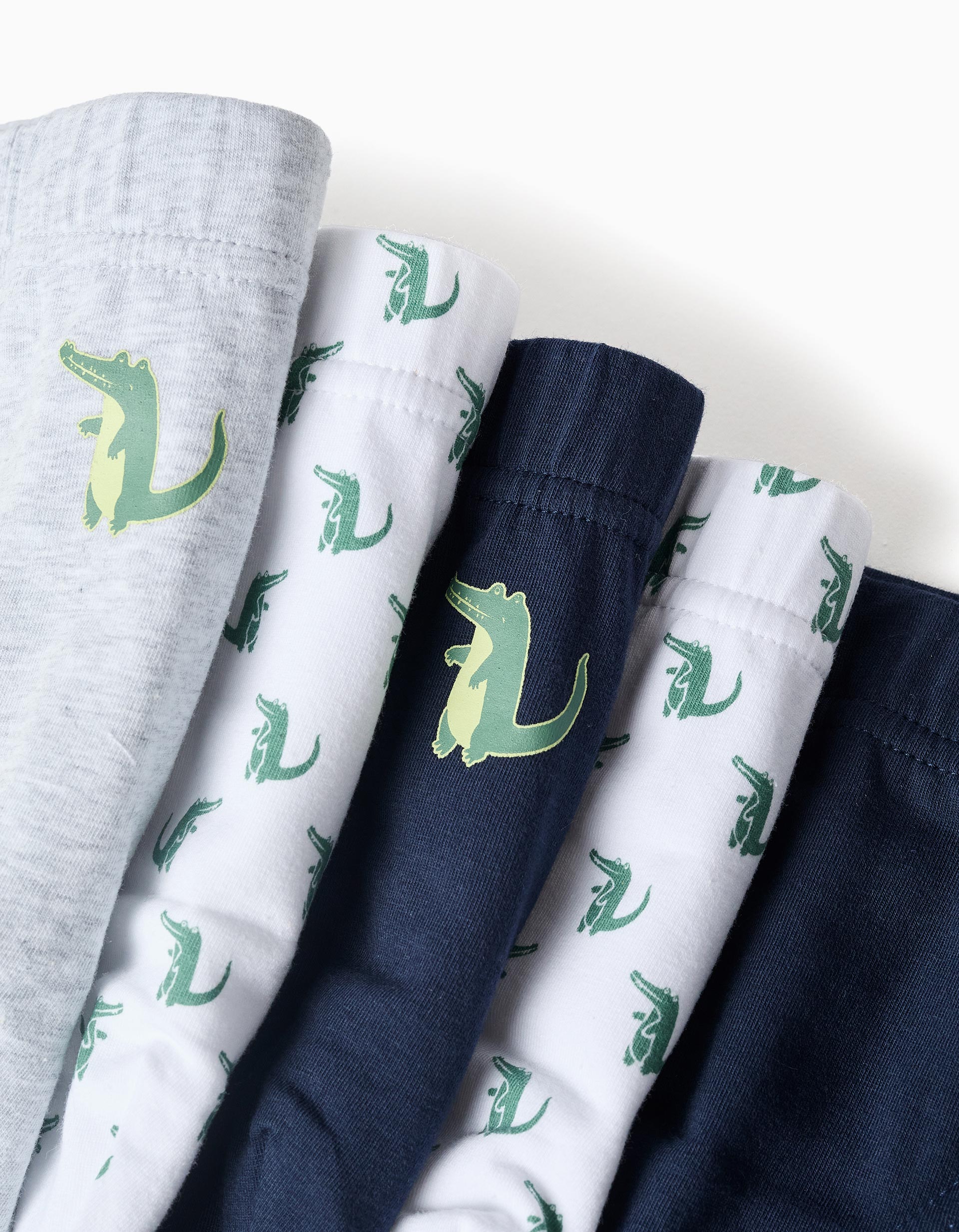 Pack of 5 cotton briefs with crocodile prints for boys, multicolour