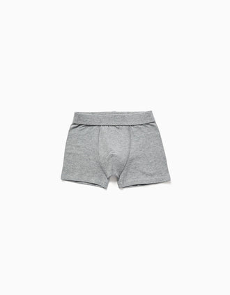 Pack de 4 boxers de algodão lisos/às riscas para menino, branco/cinza