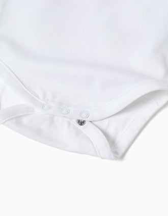 Body de algodão com gola bordada para recém-nascida, branco/verde