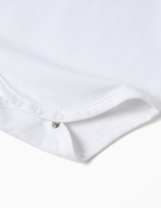 Cotton bodysuit with Peter Pan collar for newborn girls, white