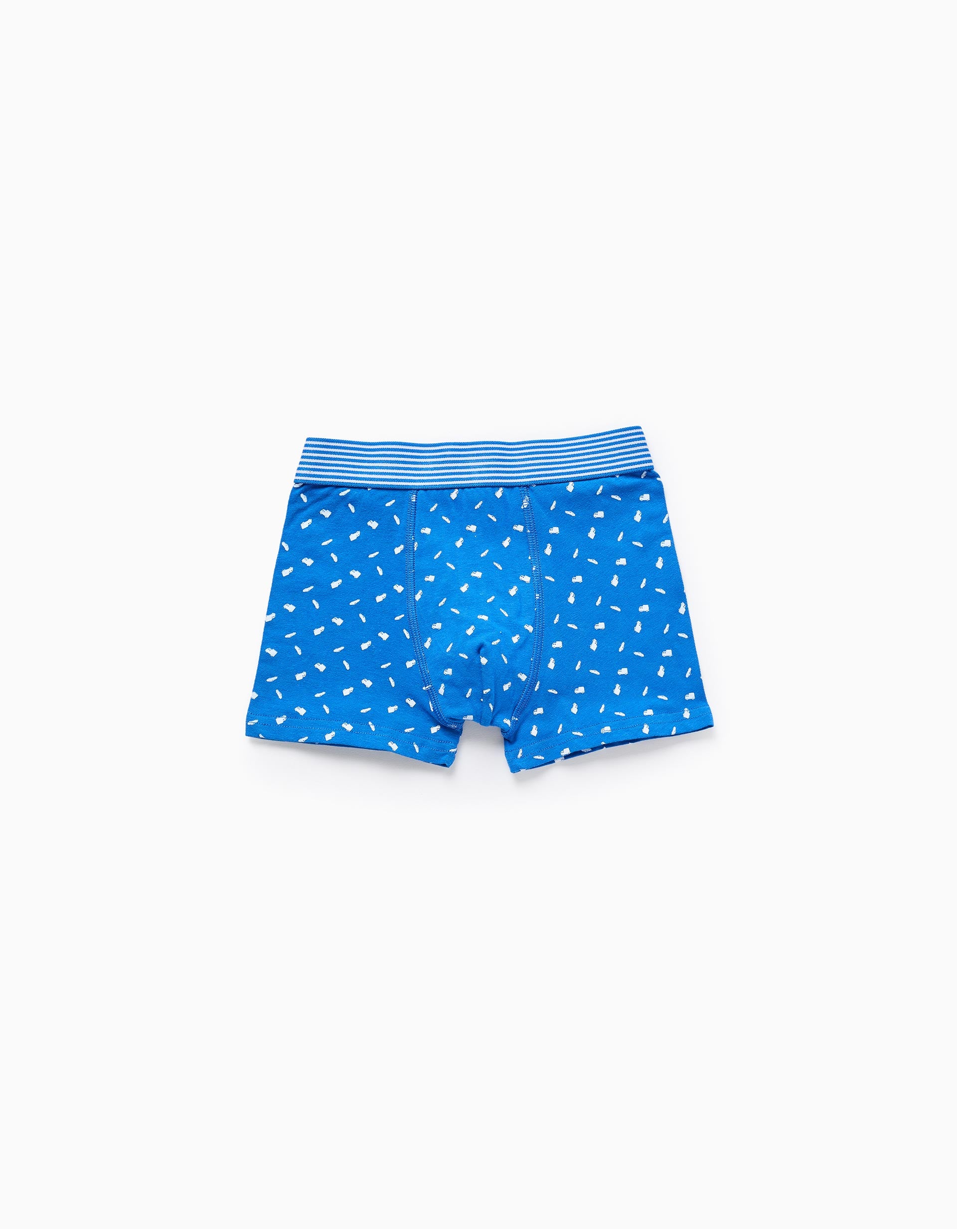 Pack of 4 plain/printed boxer shorts for boys, blue/grey/white