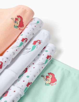 Pack de 5 cuecas de algodão com a Pequena Sereia para menina, multicolor