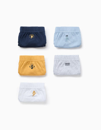 Pack de 5 cuecas com estampados de super-heróis para menino, multicolor