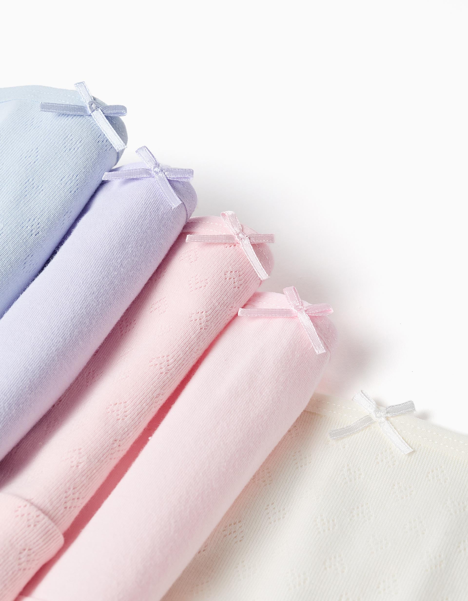 Pack of 5 plain/jacquard briefs for girls, multicolour