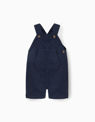 Twill dungarees with pockets for baby boys, dark blue
