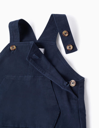 Twill dungarees with pockets for baby boys, dark blue
