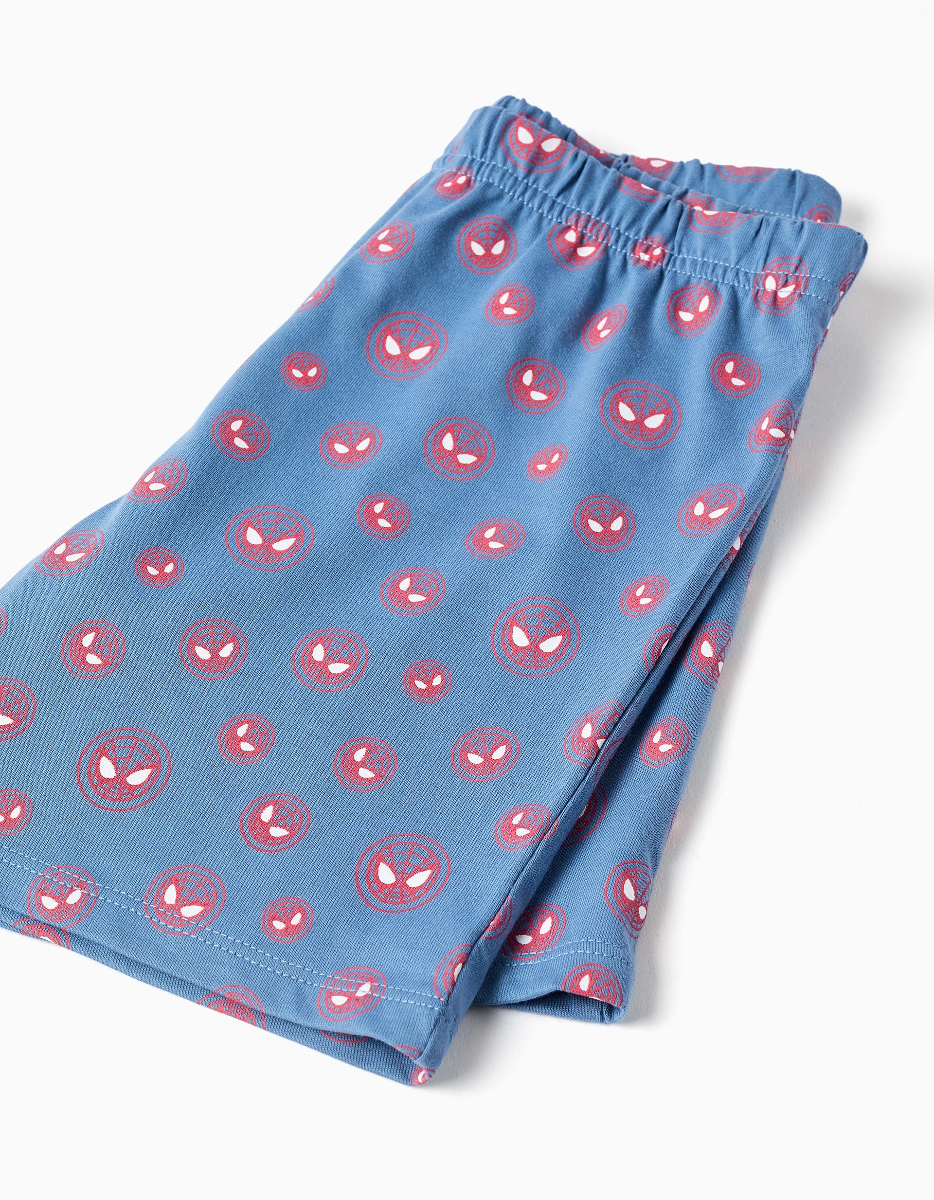 Pijama corto que brilla en la oscuridad Spider-Man para niño, blanco/azul