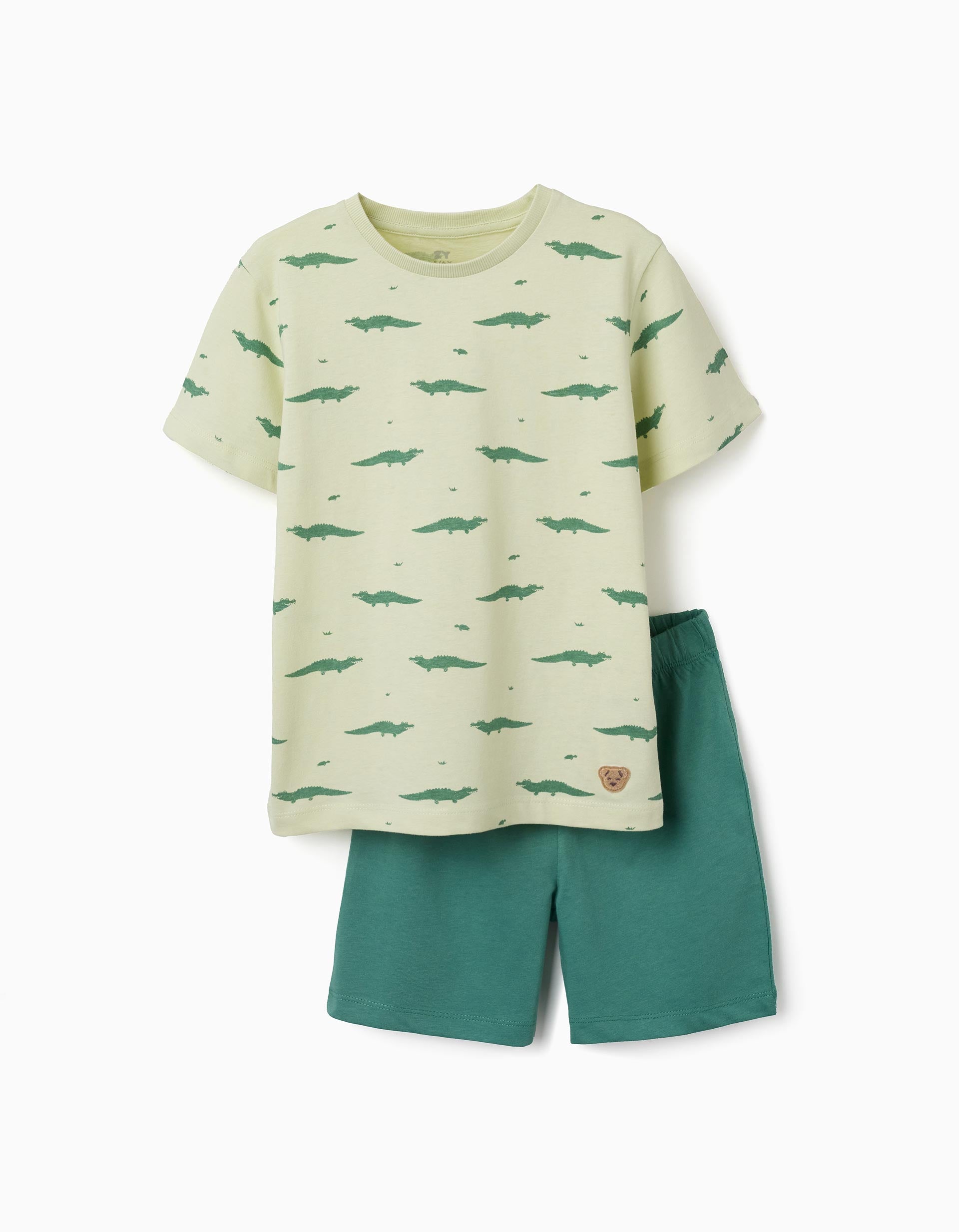 Pyjama court en coton avec motif alligator pour garçon, vert