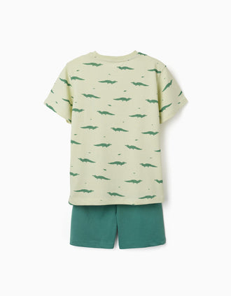 Pyjama court en coton avec motif alligator pour garçon, vert