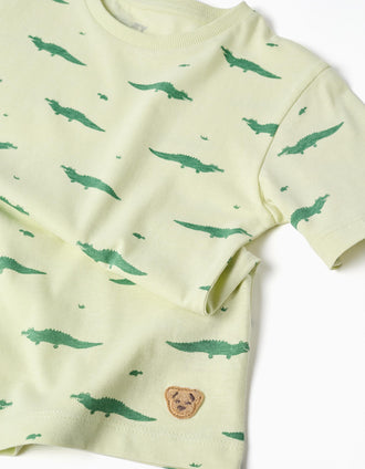 Pyjama court en coton avec motif alligator pour garçon, vert