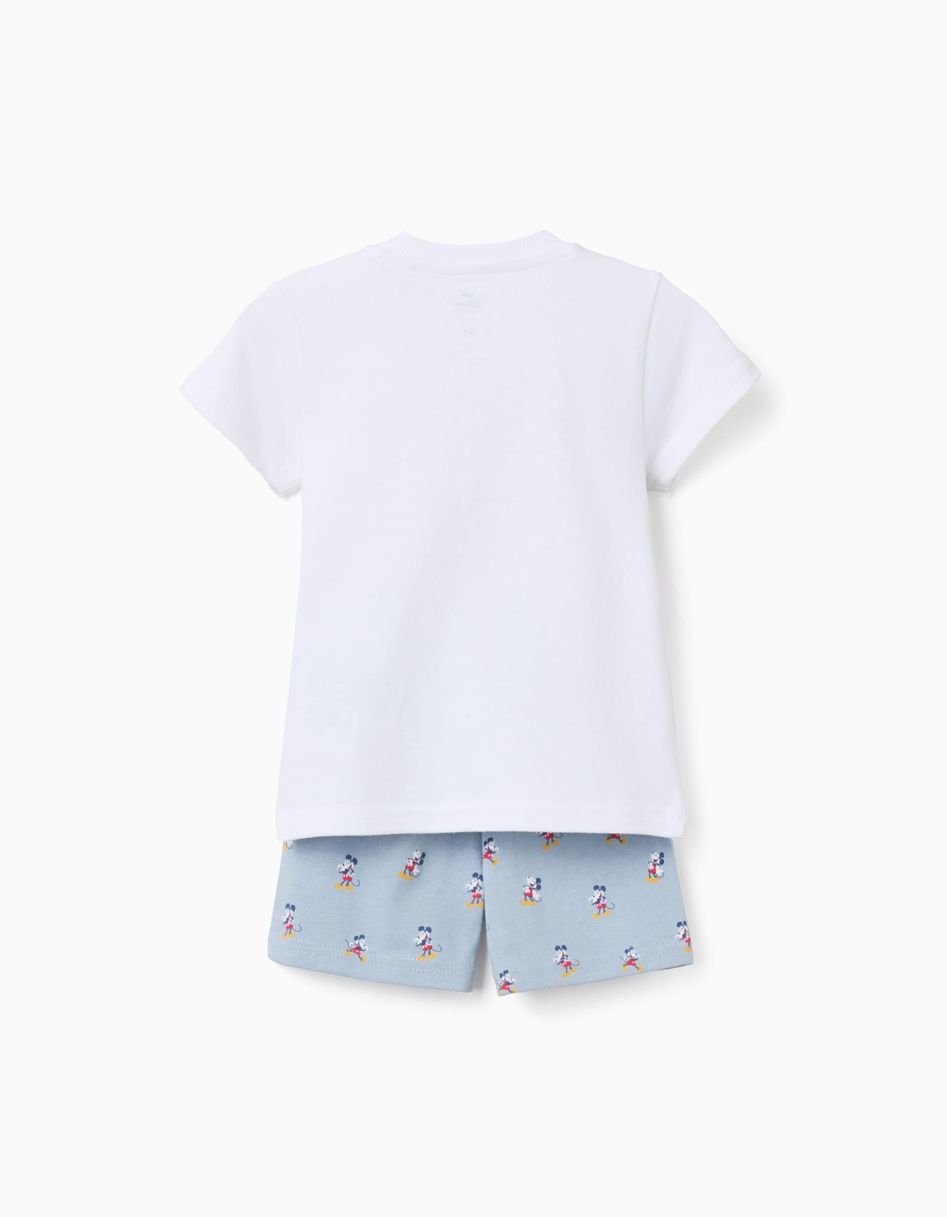 Pyjama court en coton avec Mickey pour bébé garçon, blanc/bleu