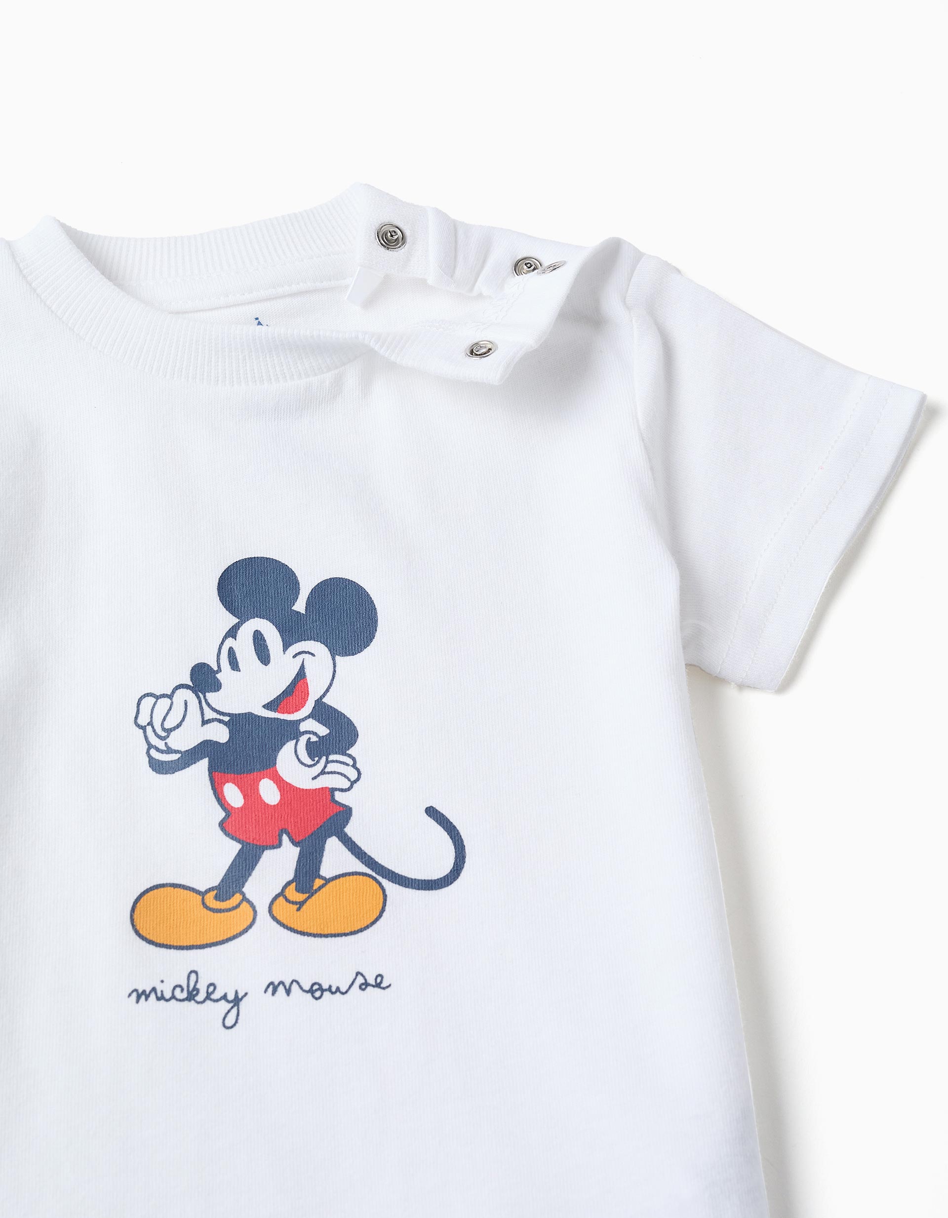 Pyjama court en coton avec Mickey pour bébé garçon, blanc/bleu