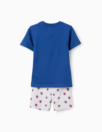 Pyjama court qui brille dans le noir Spider-Man pour garçon, bleu/gris