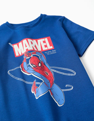 Pyjama court qui brille dans le noir Spider-Man pour garçon, bleu/gris
