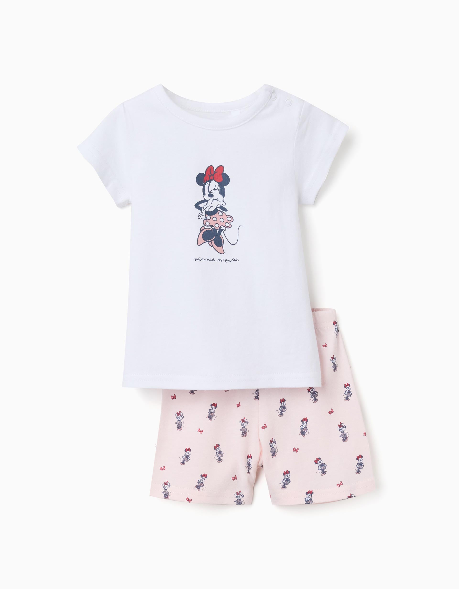 Pyjama court en coton avec Minnie pour bébé fille, blanc/rose