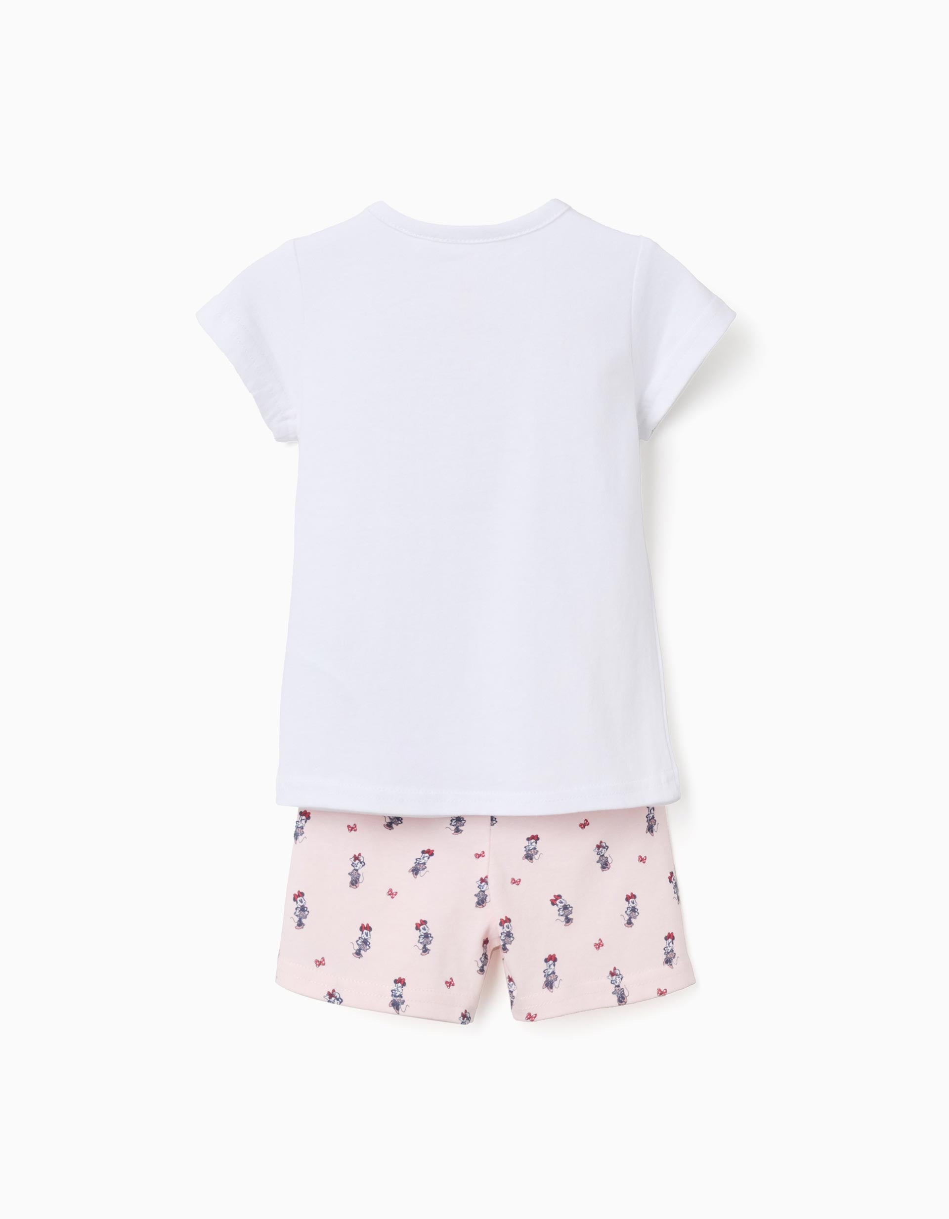Pyjama court en coton avec Minnie pour bébé fille, blanc/rose